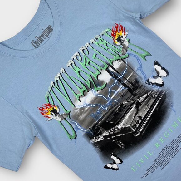 Civil Regime Other - Civil Regime T Shirt Mens Small Civil Cruise Blue Lowrider Graphic Flame Hip Hop